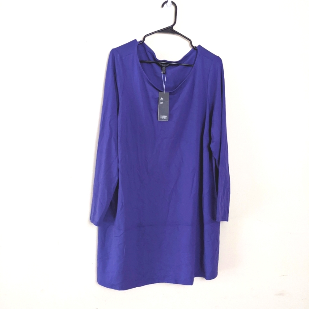 Eileen Fisher Viscose Periwinkle Tunic Long Sleeve Blouse Size 3X